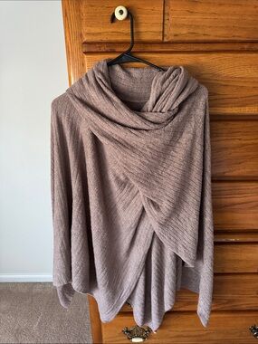 Barefoot Dreams Draped Shawl Collar Pullover - Taupe